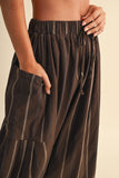 IP1539 STRIPED SIDE POCKET LOOSE RELAXED FIT CROPPED PANTS