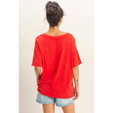 Washed V-Neck Oversized Tee
