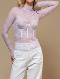 Lux Layering Floral Lace See Through Mesh Top Blouse