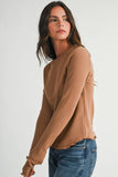 8414IN Thermal Knit Lettuce Edge Long Sleeve Top