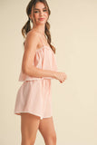 IST5868 STRIPED POPLIN CAMI  AND SHORTS SET