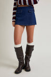 HIGH WAISTED A-LINE DENIM SKORT