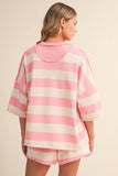 IST5983-A  STRIPED HALF ZIP TOP AND SHORTS SET