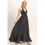 Halter Neck Smocked Maxi Dress