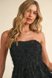 ID8550 SEQUIN VELVET CRISS CROSS BACK LONGSLEEVE MINI DRESS