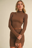 IST5189 MINI RIB KNIT SKIRT WITH SIDE SLIT AND MOCK TOP