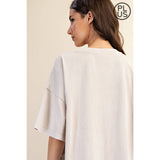 PLUS SIZE MINERAL WASHED COTTON OVERSIZED SLIT TEE