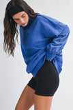 9164HK Oversized Mock Neck Washed Sweatshirt