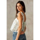 JT5591-1 - WHITE BLUE FLORAL TOP