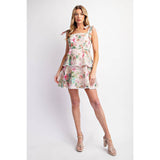 LOVELY PRINT EYELET TIERED MINI DRESS