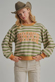 STRIPE TERRY CASUAL THANKSGIVING TOP WITH PUMPKIN LETTERING