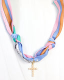 Bekah Scarf Charm Necklace Pink Multi