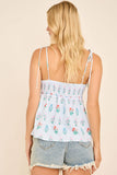 Floral Stripe Ruched Cami Top