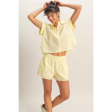 Eyelet Elastic Shorts With Pockets
