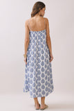 CD06741-Printed Flowy Silhouette Side Pockets Maxi Dress