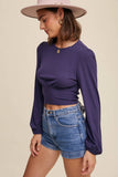 Floral Back Tie Ribbed Crop Top