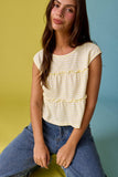 PT19606 Striped Tiered Seam Sleeveless Stripe Top