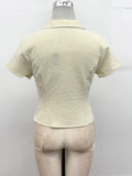 Seersucker Twist-Front Blouse