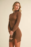 IST5189 MINI RIB KNIT SKIRT WITH SIDE SLIT AND MOCK TOP