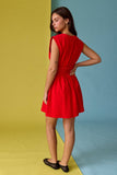 PD19523 Smocked Waist Sculpted Shoulder Mini Dress
