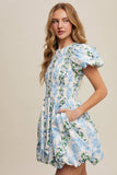 Floral Puff Sleeve Smocked Dress
