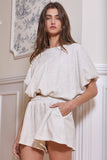Bubble Hem & Sleeve Terry Crop Top