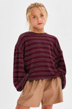 Striped Open Back Brushed Knit Top