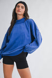 9164HK Oversized Mock Neck Washed Sweatshirt