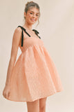 ID6302 BOW STRAP SQUARE NECK BABYDOLL MINI DRESS
