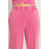 Rolled Sleeve Wrap-Front Crop Top And Jogger Set