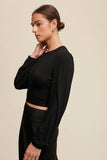 Floral Back Tie Ribbed Crop Top