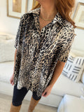 Leopard Print Button Up Blouse