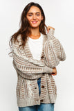 TWO TONE CABLE CHUNKYSWEATER CARDIGAN