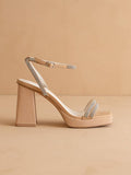 The Suva Nude | Rhinestone and Reptile Print Strappy