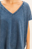 Oversized V-Neck Mineral Washed Top