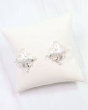 Caprice Clover and Pearl Stud Worn Silver