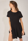 D4338 Seamed A-Line Flare Solid Mini Dress