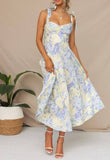 Pastel Floral Sweetheart Midi Dress