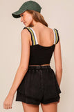 Ruffle Strap Crop Tank Top