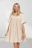 DROP SHOULDER BABYDOLL DRESS - RED3499