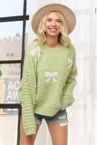 LESW4039- BOW PRINT KNIT SWEATER