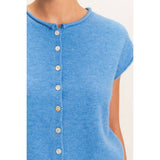Rolled Edge Button Front Sweater Vest