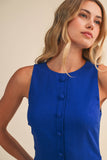 IR2451 LINEN SLEEVELESS MINI DRESS WITH BUILT IN SHORTS