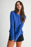 8414IN Thermal Knit Lettuce Edge Long Sleeve Top
