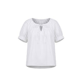 Keyhole Tie Neck Short Sleeve Blouse