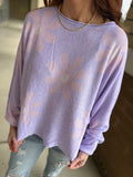 Lilac Soft Knit Flower Sweater