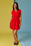 PD19523 Smocked Waist Sculpted Shoulder Mini Dress