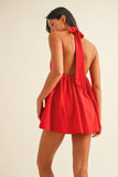 IR2198 HALTER BABYDOLL ROMPER WITH BIKER SHORTS