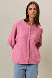 SHORT SLEEVE CREW NECK SWEATER LIGHTWEIGHT CARDIGAN