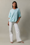 SHORT SLEEVE CREW NECK SWEATER LIGHTWEIGHT CARDIGAN